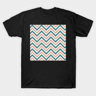 Dark Green Salmon Peach Pattern T-Shirt